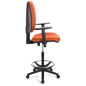 Taburete de oficina ATLAS PLUS PIEL en color negro