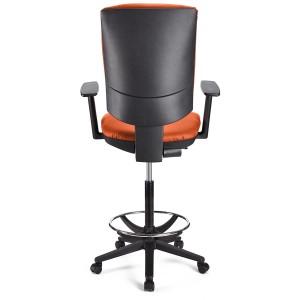 Taburete de oficina ATLAS PLUS PIEL en color negro