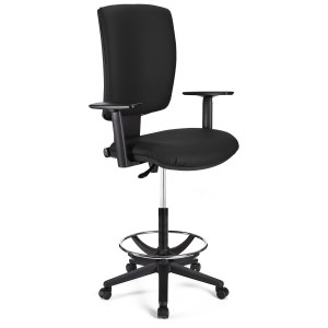 Taburete de oficina ATLAS PLUS PIEL en color negro