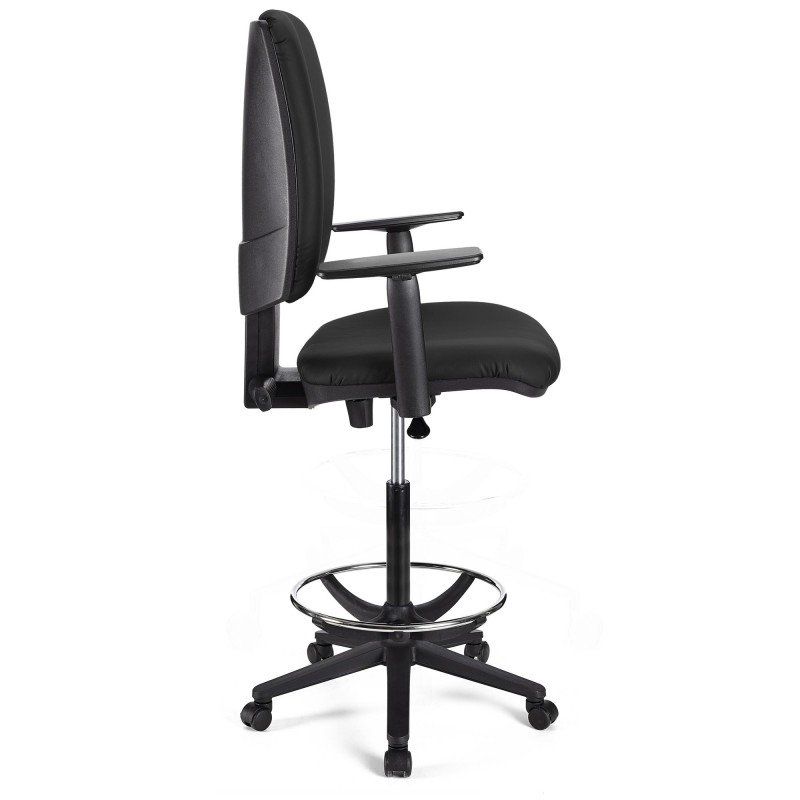 Taburete de oficina ATLAS PLUS PIEL en color negro