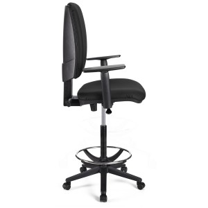 Taburete de oficina ATLAS PLUS PIEL en color negro