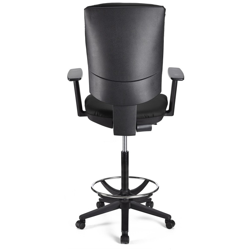 Taburete de oficina ATLAS PLUS PIEL en color negro