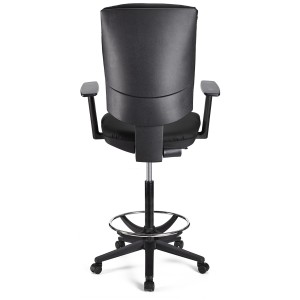 Taburete de oficina ATLAS PLUS PIEL en color negro