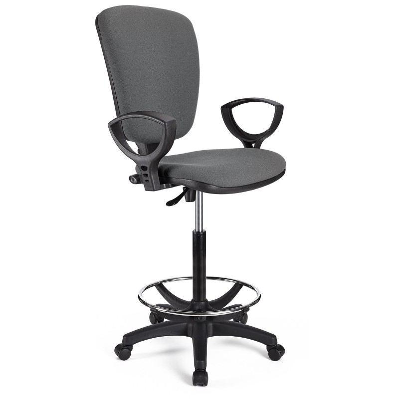 Taburete de trabajo CALIPSO en tela color negro