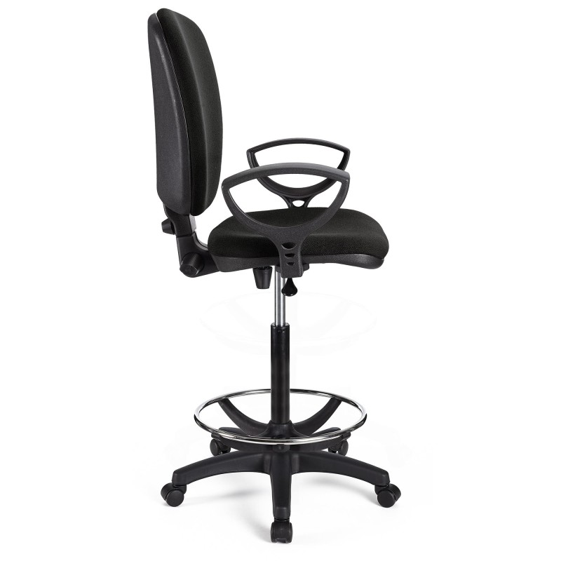 Taburete de trabajo CALIPSO en tela color negro