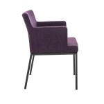 Silla de Confidente NICOLE TELA, Patas Metálicas Negras, Morado