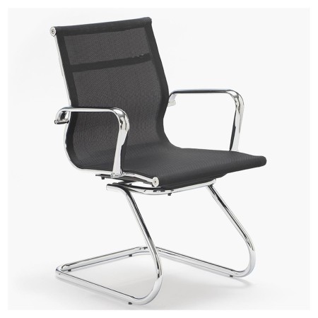 Silla de confidente DOMI, estructura cromada, en malla negra