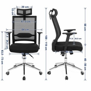 Silla Ergonómica BALA, Soporte Lumbar, Malla Transpirable, Negro