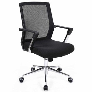 Silla de Oficina BRITA, En Malla Transpirable y Tela, Color Negro