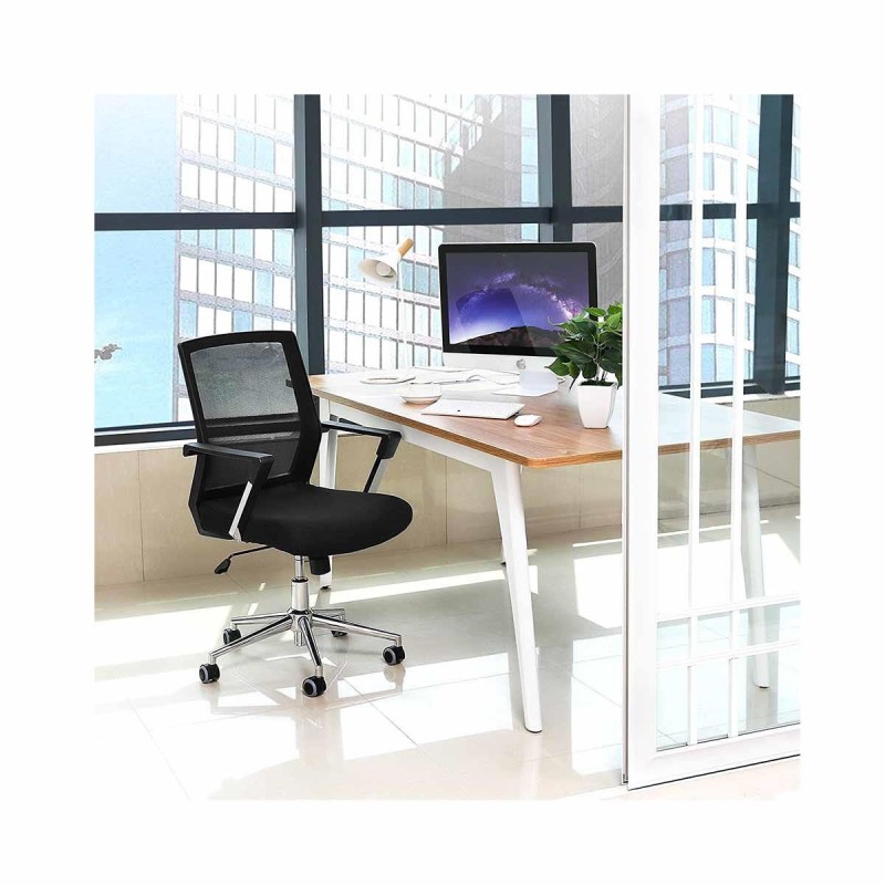 Silla de Oficina BRITA, En Malla Transpirable y Tela, Color Negro