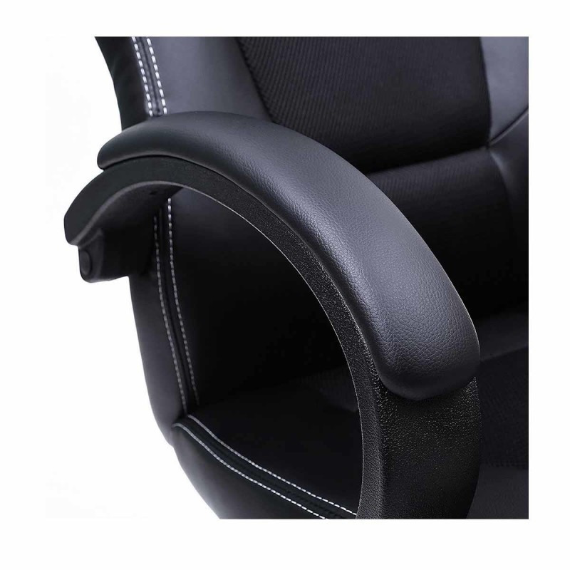 Silla de Oficina ARTY, Diseño Deportivo, en Piel color Negro