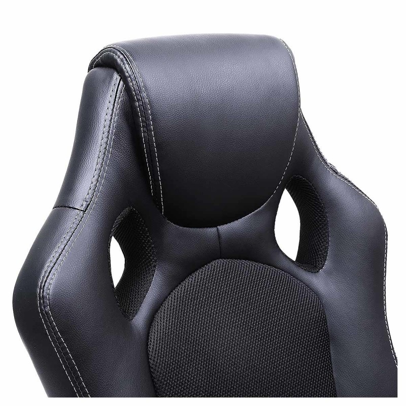 Silla de Oficina ARTY, Diseño Deportivo, en Piel color Negro