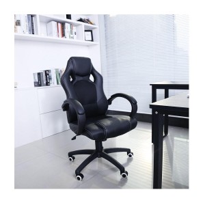 Silla de Oficina ARTY, Diseño Deportivo, en Piel color Negro