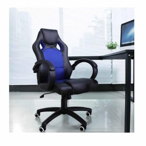 Silla de Oficina ARTY, Diseño Deportivo, en Piel color Negro