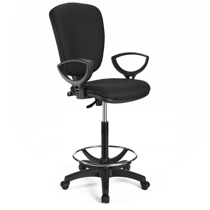 Taburete de oficina CALIPSO PIEL en color negro