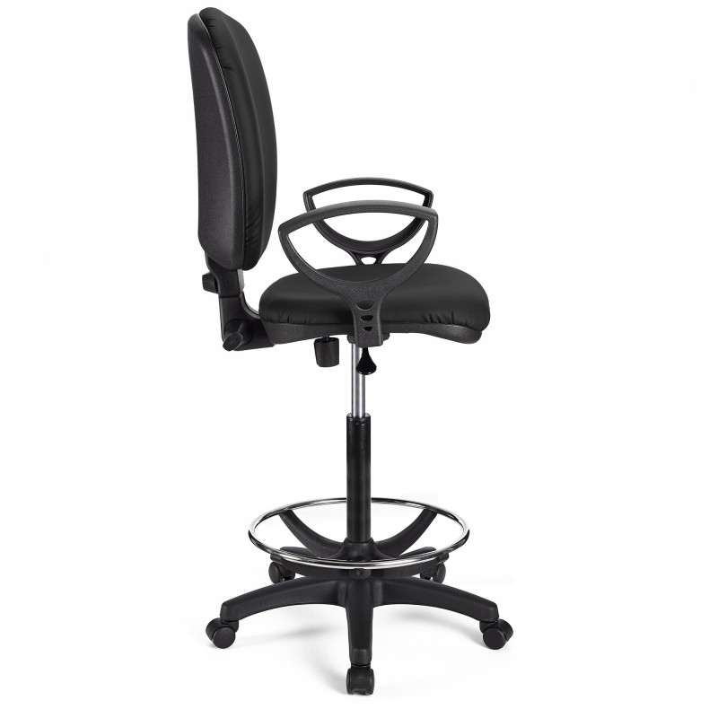 Taburete de oficina CALIPSO PIEL en color negro