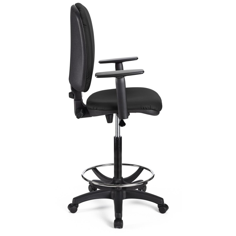 Taburete de trabajo CALIPSO PLUS PIEL en color negro