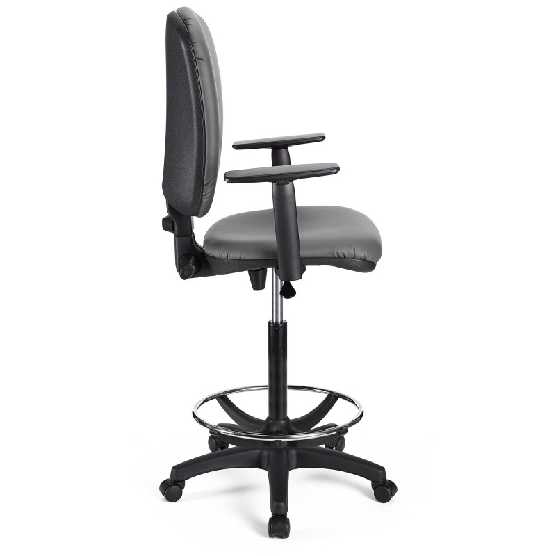 Taburete de trabajo CALIPSO PLUS PIEL en color negro