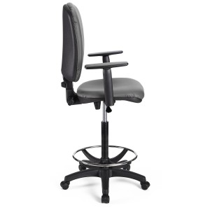 Taburete de trabajo CALIPSO PLUS PIEL en color negro