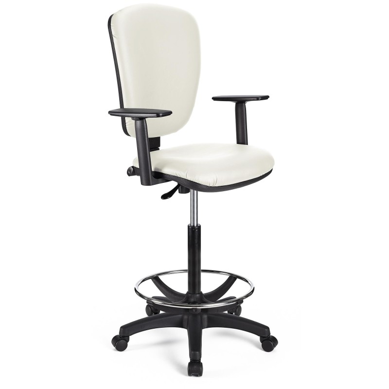 Taburete de trabajo CALIPSO PLUS PIEL en color negro