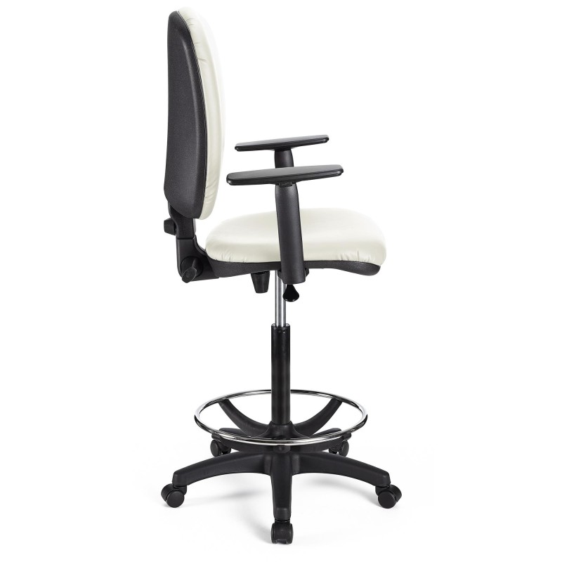 Taburete de trabajo CALIPSO PLUS PIEL en color negro