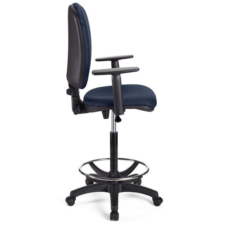 Taburete de trabajo CALIPSO PLUS PIEL en color negro
