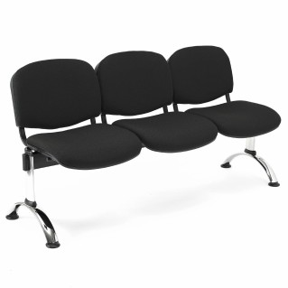 Bancada para recepción 3 asientos MOBY BASE, tela negra