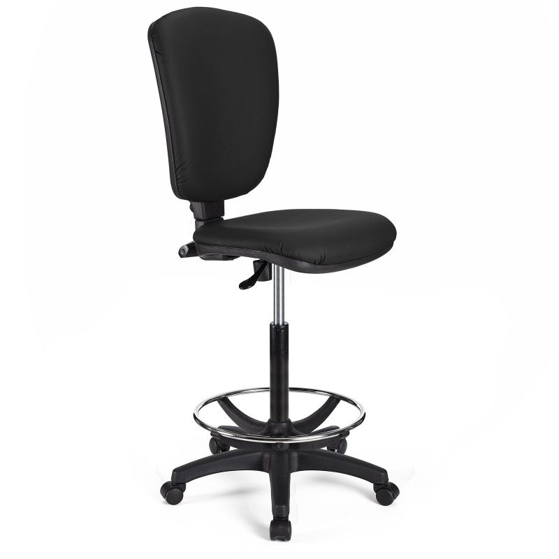 Taburete de oficina CALIPSO SIN BRAZOS PIEL en color negro