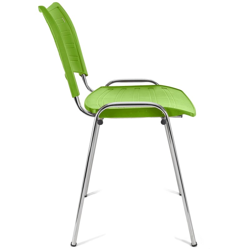 Silla de Confidente ELVA, apilable, Color Negro y Patas Cromadas