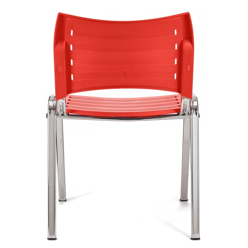 Silla de Confidente ELVA, apilable, Color Negro y Patas Cromadas