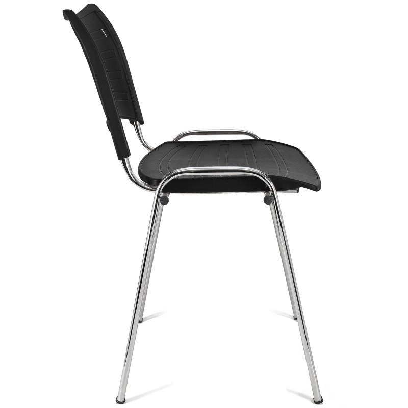 Silla de Confidente ELVA, apilable, Color Negro y Patas Cromadas