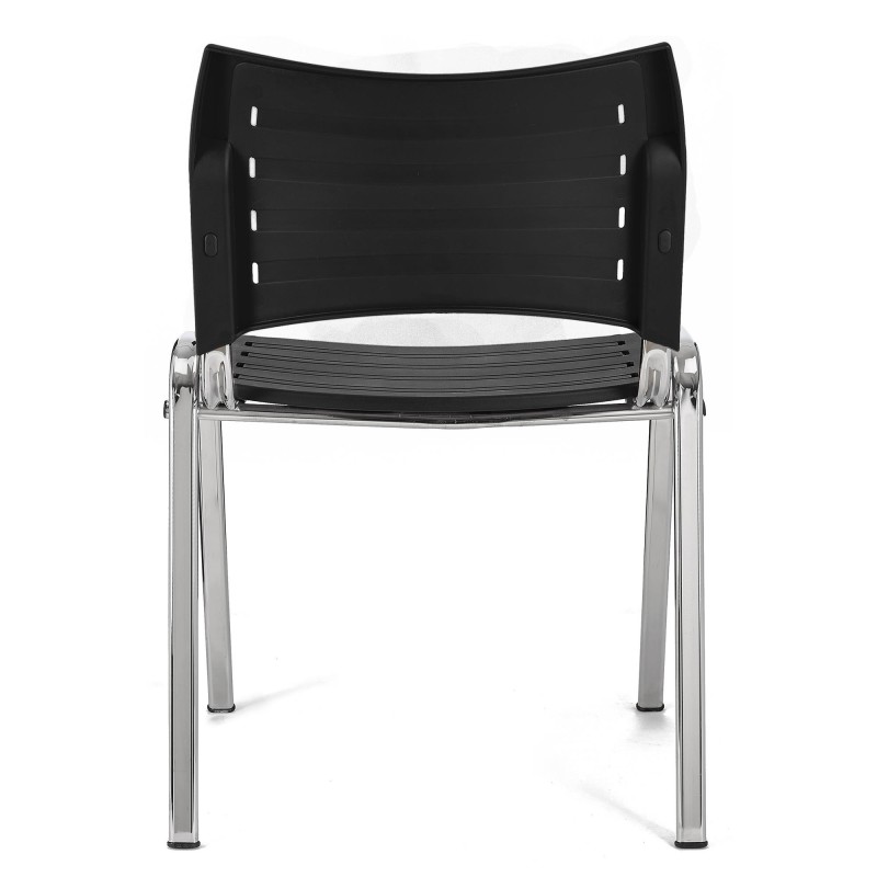 Silla de Confidente ELVA, apilable, Color Negro y Patas Cromadas