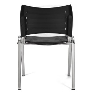 Silla de Confidente ELVA, apilable, Color Negro y Patas Cromadas