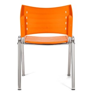 Silla de Confidente ELVA, apilable, Color Negro y Patas Cromadas