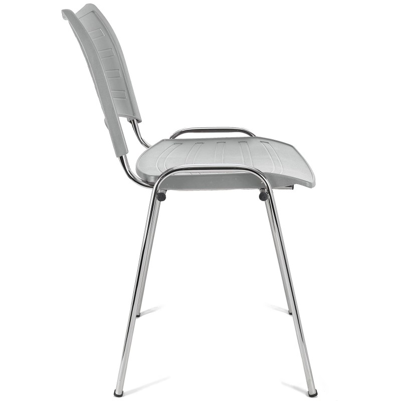 Silla de Confidente ELVA, apilable, Color Negro y Patas Cromadas