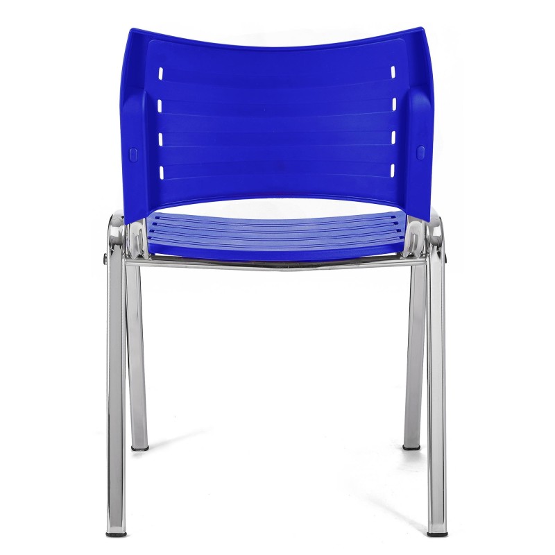 Silla de Confidente ELVA, apilable, Color Negro y Patas Cromadas