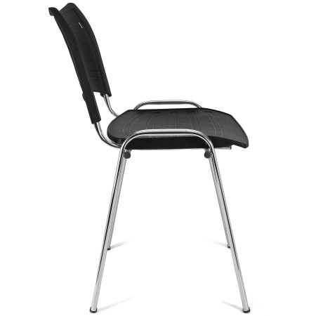 Lote 5 Sillas de Confidente ELVA, apilables, en Negro y Patas Cromadas 2