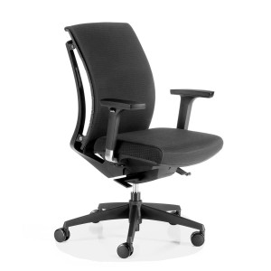 Silla ergonómica EMILI, respaldo ajustable, en negro