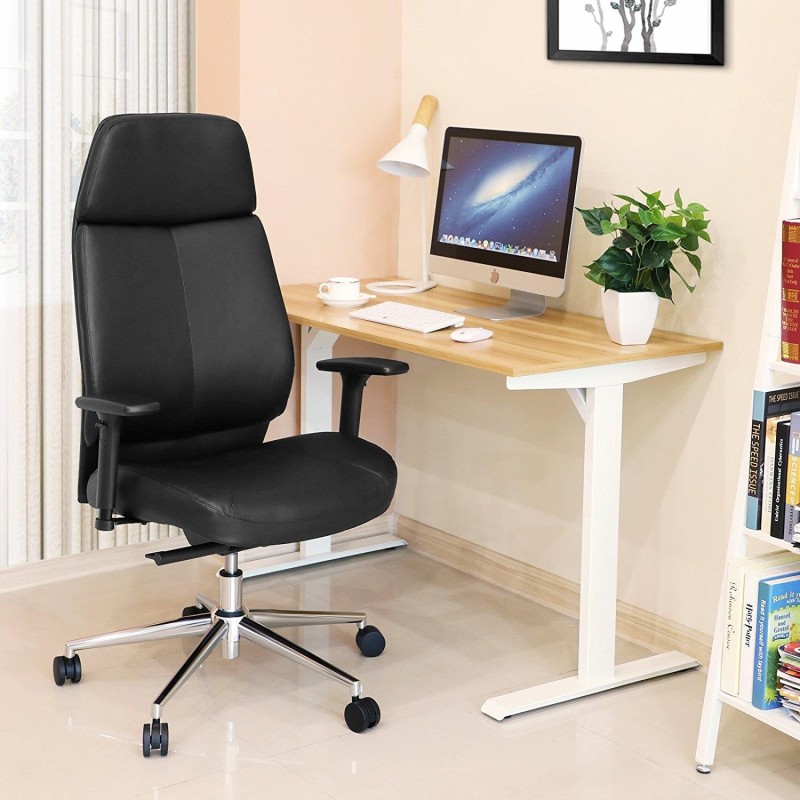 Silla de oficina PEDRA, mecanismo sincronizado, piel negra