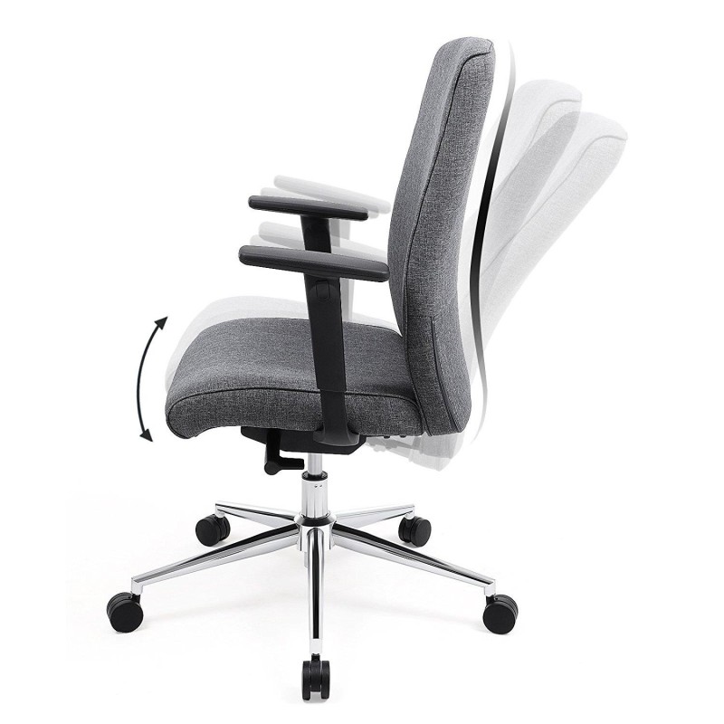 Silla de oficina YAKI, mecanismo sincronizado, tela gris