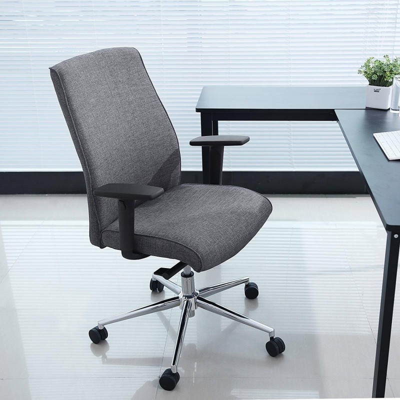 Silla de oficina YAKI, mecanismo sincronizado, tela gris