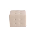 Puff Cuadrado con capitoné GALAK, Elegante Diseño, Color Crema