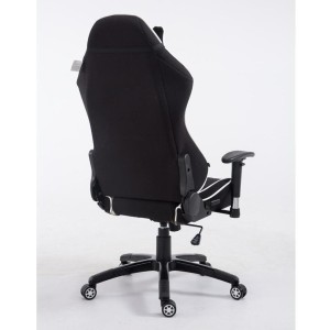 Silla gaming TURBO TELA, reclinable, con cojines, en color negro/blanco