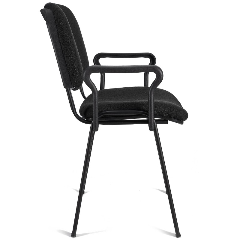 Silla de confidente MOBY BASE CON BRAZOS, patas negras y tela negro