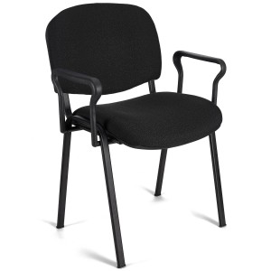 Silla de confidente MOBY BASE CON BRAZOS, patas negras y tela negro