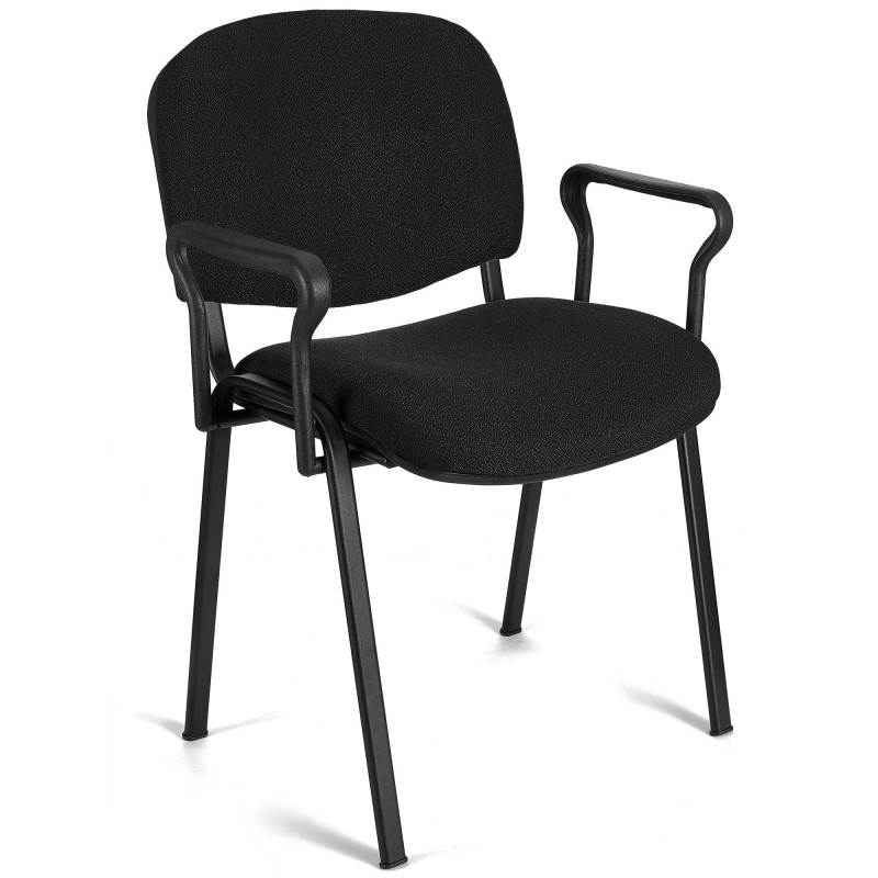 Lote de 5 Sillas de Confidente MOBY BASE CON BRAZOS, patas negras y tela negra