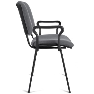 Lote de 5 Sillas de Confidente MOBY BASE CON BRAZOS, patas negras y tela negra