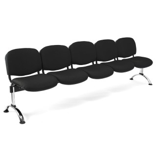 Bancada para recepción 5 asientos MOBY BASE, tela negro