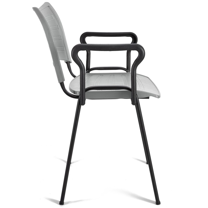 Lote de 5 sillas de confidente ELVA CON BRAZOS, patas negras y color negro