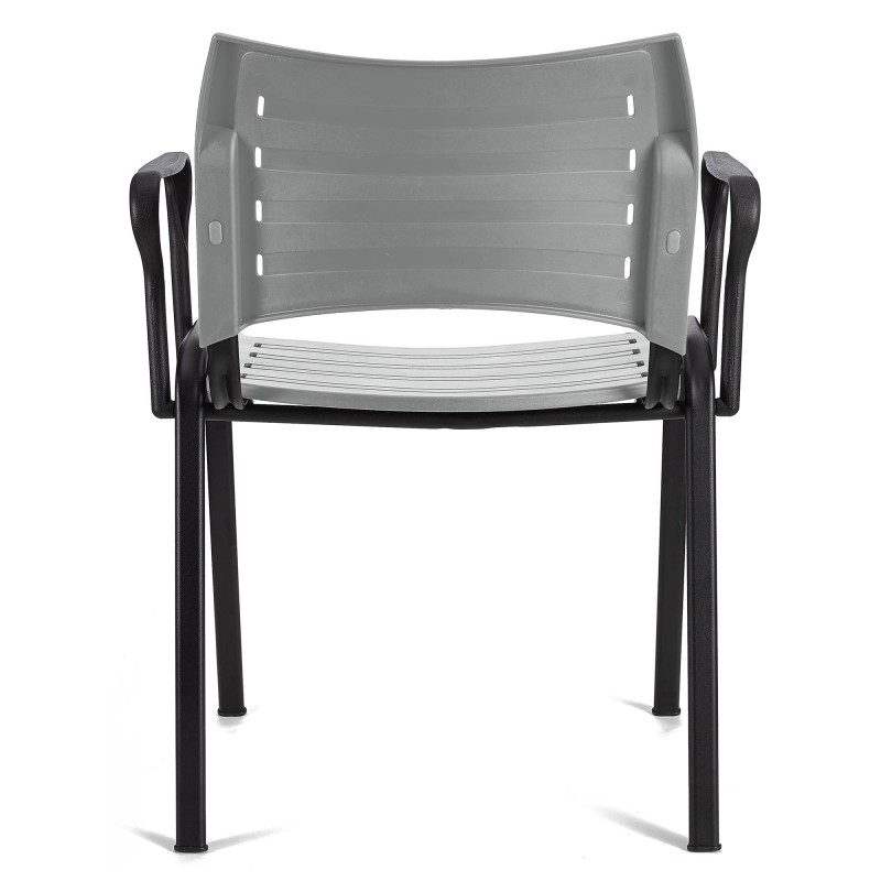 Lote de 5 sillas de confidente ELVA CON BRAZOS, patas negras y color negro